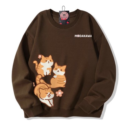 MODAKAWA Sweatshirt mit Katzenmotiv - Brown - 5XL - image 1