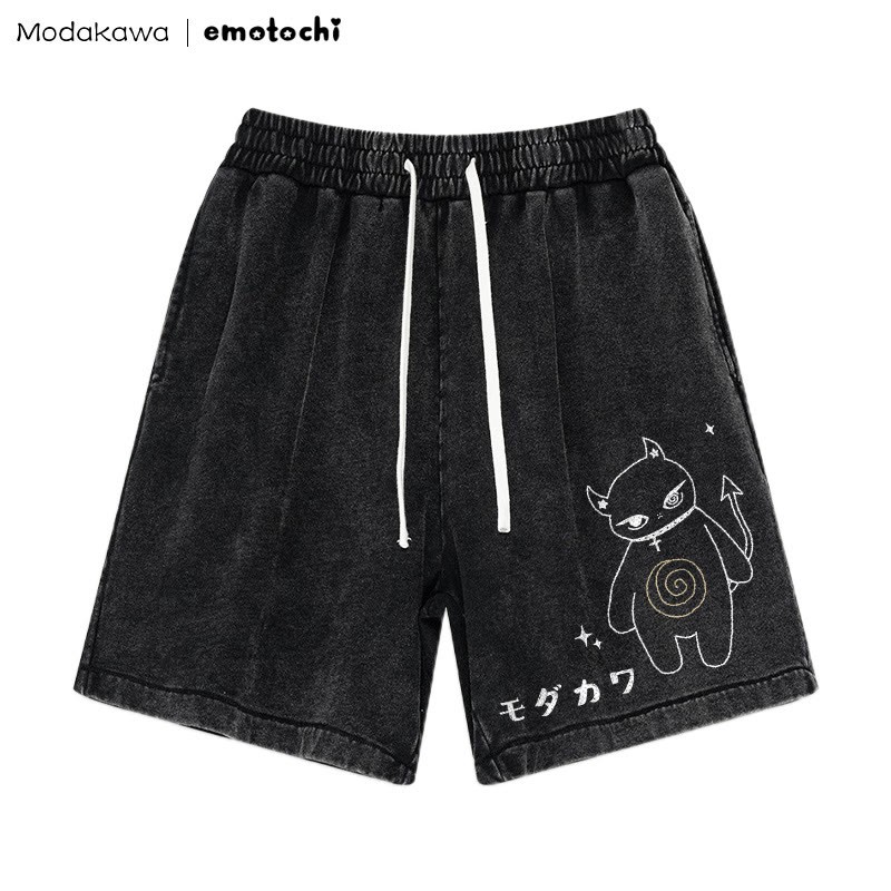MODAKAWA X emotochi – Shorts mit „Demon Kitty“-Grafik im Vintage-Look - Schwarz - 3XL - image 1