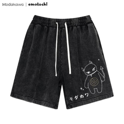 MODAKAWA X emotochi – Shorts mit „Demon Kitty“-Grafik im Vintage-Look - Schwarz - 3XL - image 1
