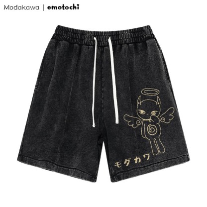 Angel Kitty – Shorts mit Vintage-Waschung und Grafik - Schwarz - 3XL - image 2