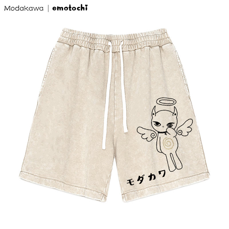 Angel Kitty – Shorts mit Vintage-Waschung und Grafik - Aprikose - 3XL - image 3