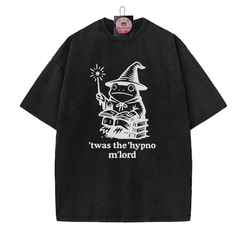 'TWAS THE' HYPNO M'LORD Magic Frog Grafik Unisex Vintage Washed T-Shirt - Schwarz - 5XL - image 5