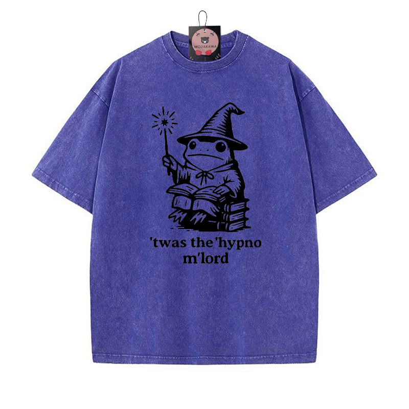 'TWAS THE' HYPNO M'LORD Magic Frog Grafik Unisex Vintage Washed T-Shirt - Blau - 5XL - image 2