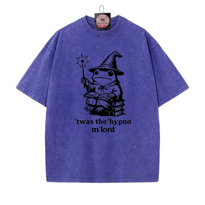'TWAS THE' HYPNO M'LORD Magic Frog Grafik Unisex Vintage Washed T-Shirt - Blau - 5XL - image 2