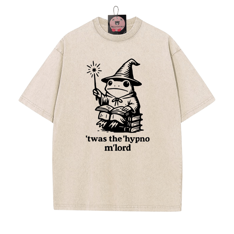 'TWAS THE' HYPNO M'LORD Magic Frog Grafik Unisex Vintage Washed T-Shirt - Aprikose - 5XL - image 1