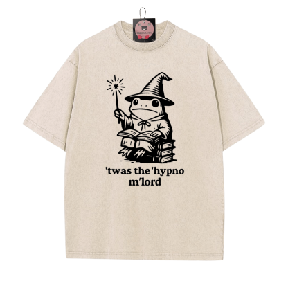 'TWAS THE' HYPNO M'LORD Magic Frog Grafik Unisex Vintage Washed T-Shirt - Aprikose - 5XL - image 1