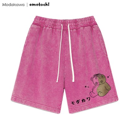 Shorts mit aufgestickter Bärengrafik im Vintage-Look - Rosenrot - 3XL - image 2