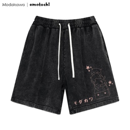 Stacked – Shorts mit „Sleeping Kitty“-Grafik im Vintage-Look - Schwarz - 3XL - image 1