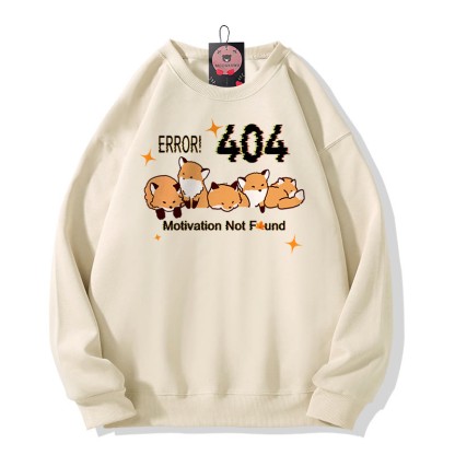 ERROR 404: MOTIVATION NICHT GEFUNDEN: Sweatshirt mit Fuchsprint und Rundhalsausschnitt - Apricot - 5XL - image 1