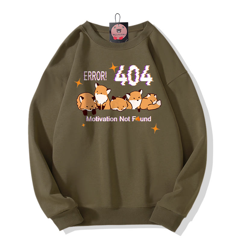 ERROR 404: MOTIVATION NICHT GEFUNDEN: Sweatshirt mit Fuchsprint und Rundhalsausschnitt - Khaki - 5XL - image 5