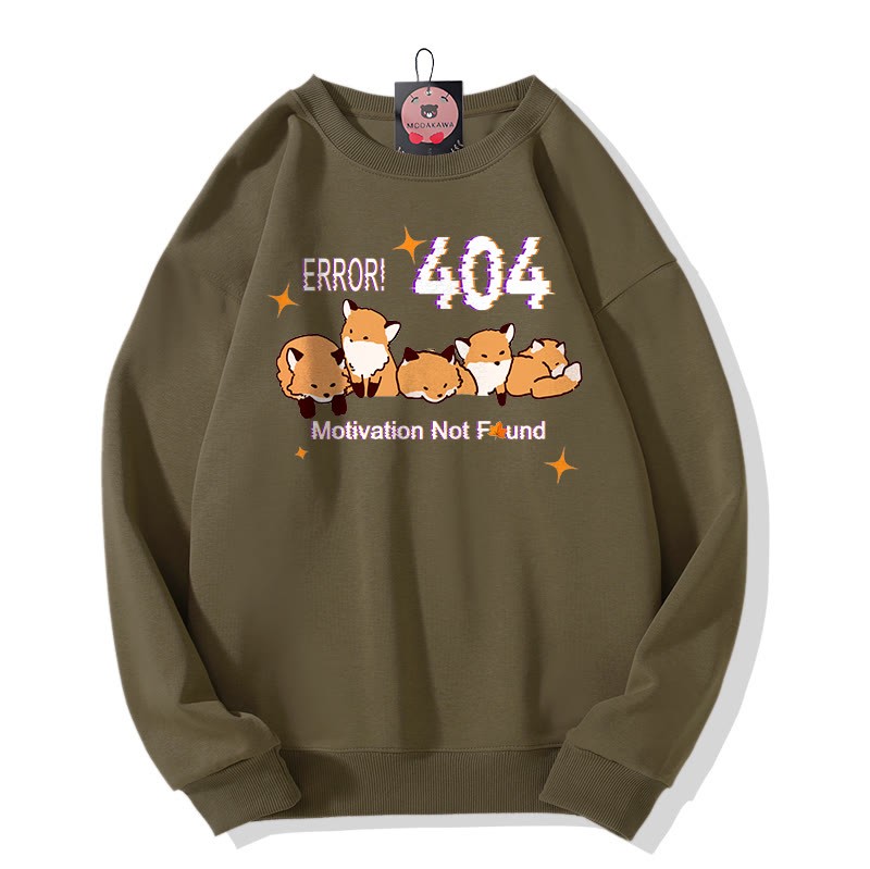 ERROR 404: MOTIVATION NICHT GEFUNDEN: Sweatshirt mit Fuchsprint und Rundhalsausschnitt - Khaki - 5XL - image 5