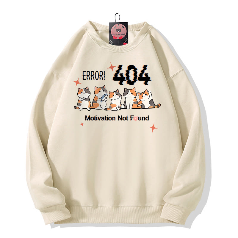 ERROR 404 MOTIVATION NICHT GEFUNDEN Sweatshirt mit Katzenmuster und Rundhalsausschnitt - Apricot - 5XL - image 2