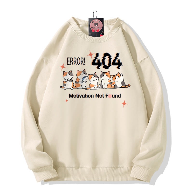 ERROR 404 MOTIVATION NICHT GEFUNDEN Sweatshirt mit Katzenmuster und Rundhalsausschnitt - Apricot - 5XL - image 2