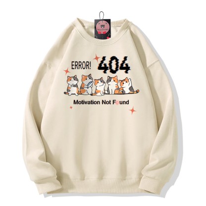 ERROR 404 MOTIVATION NICHT GEFUNDEN Sweatshirt mit Katzenmuster und Rundhalsausschnitt - Apricot - 5XL - image 2