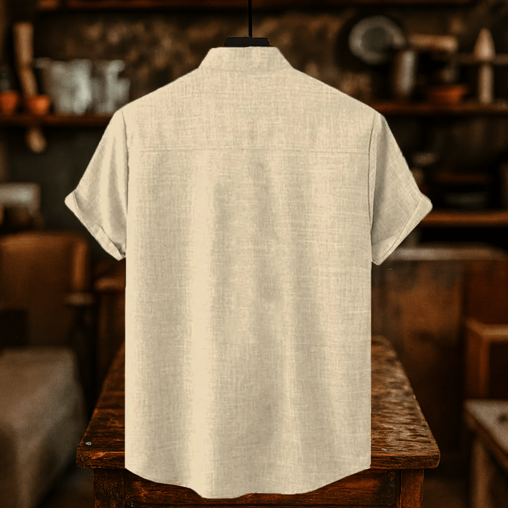 Klassisches Kurzarmhemd mit kalligrafischem Katzen-Vulkanausbruch-Print - image 2