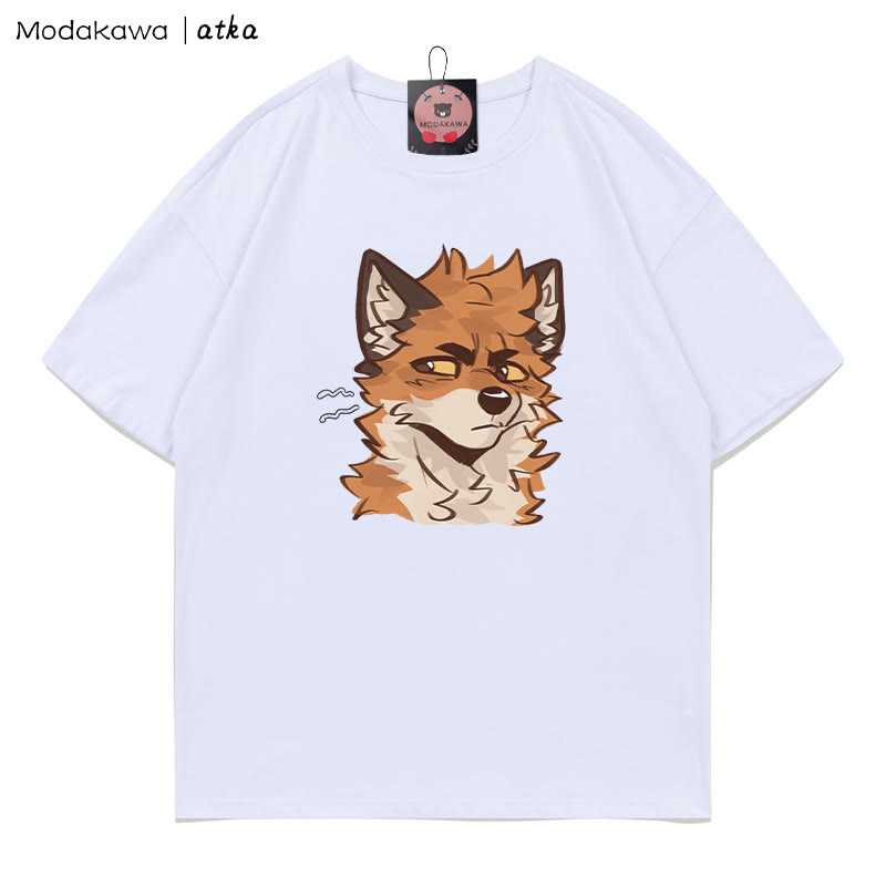 MODAKAWA X atka T-Shirt mit frechem Fuchsgesicht-Grafik - White - 5XL - image 2