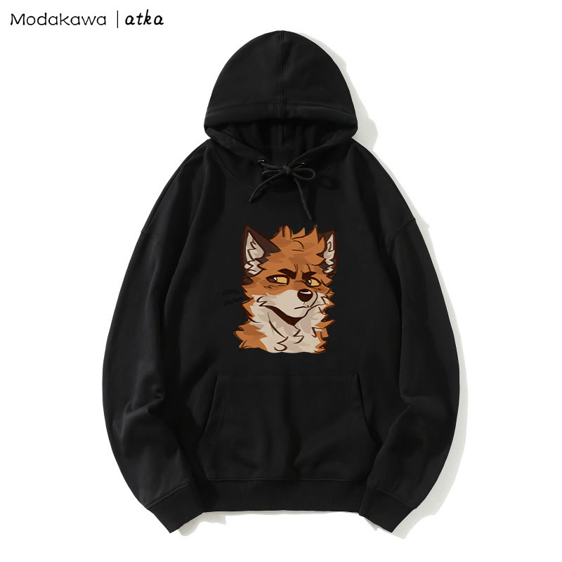 Kapuzenpullover mit frechem Fuchsgesicht-Grafik - Black - 5XL - image 2