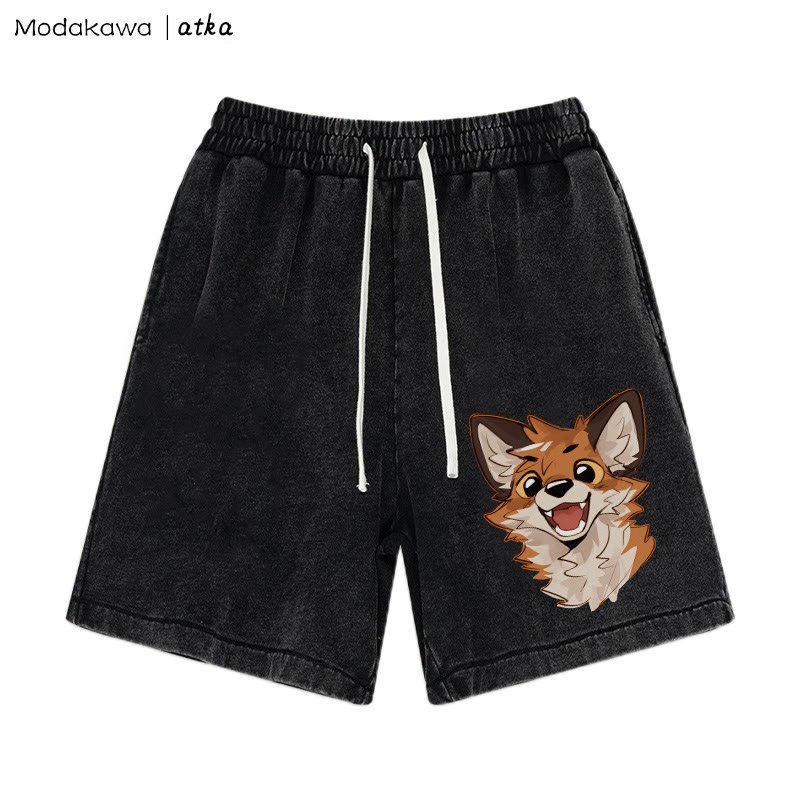 Shorts mit Cheerful Fox-Grafik im Vintage-Look - Schwarz - 3XL - image 3