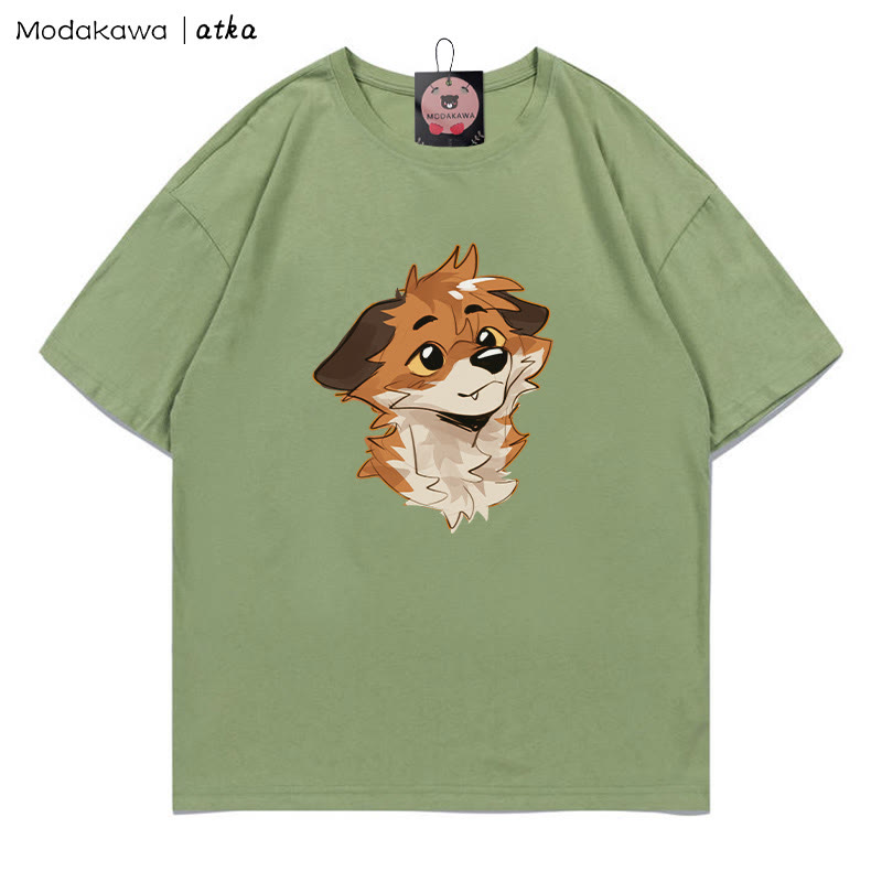 MODAKAWA X atka Anticipating Fox Grafik-T-Shirt - Green - 5XL - image 1