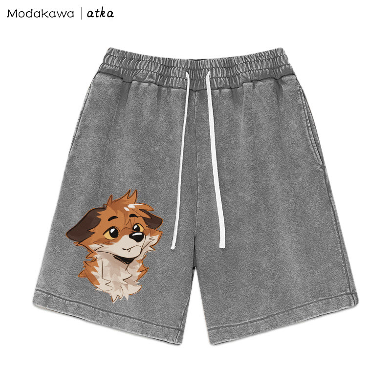 Anticipating Fox – Shorts mit Vintage-Waschung und Grafik - Grau - 3XL - image 2