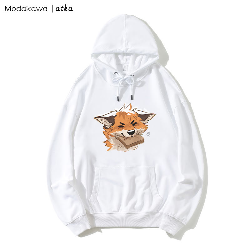 Kapuzenpullover mit Fuchs- und Brot-Grafik - White - 5XL - image 2