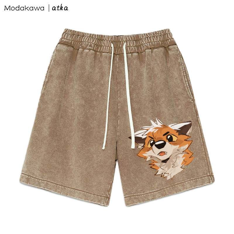 Shorts mit „Surprised Fox“-Grafik im Vintage-Look - Braun - 3XL - image 4