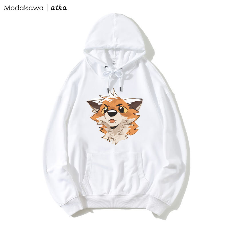 Kapuzenpullover mit überraschtem Fuchs-Grafik - White - 5XL - image 2