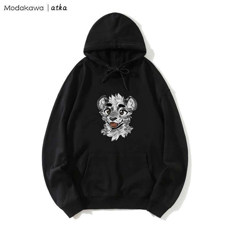 Frecher Hoodie mit Tigergesicht-Grafik - Black - 5XL - image 2