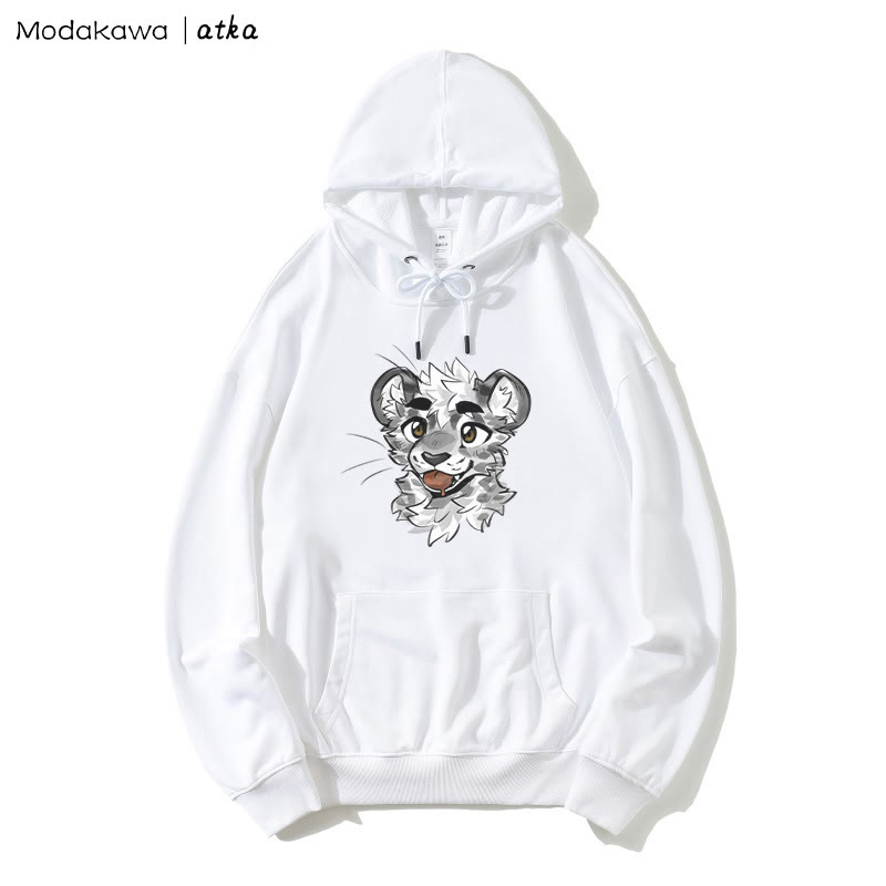 Frecher Hoodie mit Tigergesicht-Grafik - White - 5XL - image 1