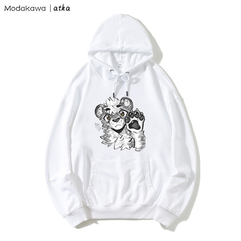 Kapuzenpullover mit Tigerpfoten-Wellen-Grafik - White - 5XL - image 2