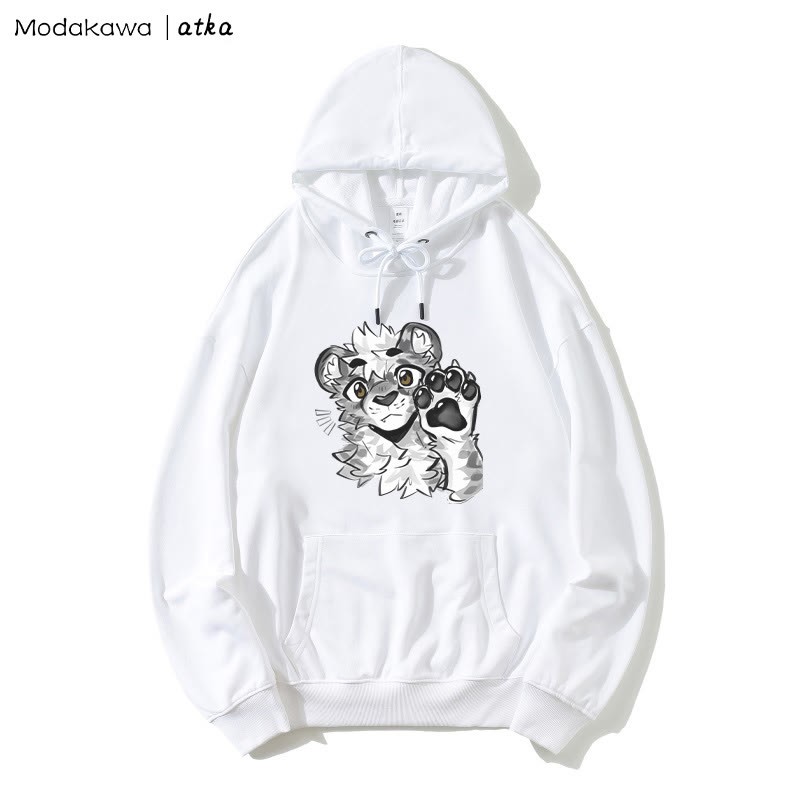 Kapuzenpullover mit Tigerpfoten-Wellen-Grafik - White - 5XL - image 2