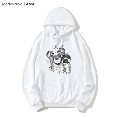 Kapuzenpullover mit Tigerpfoten-Wellen-Grafik - White - 5XL - image 2