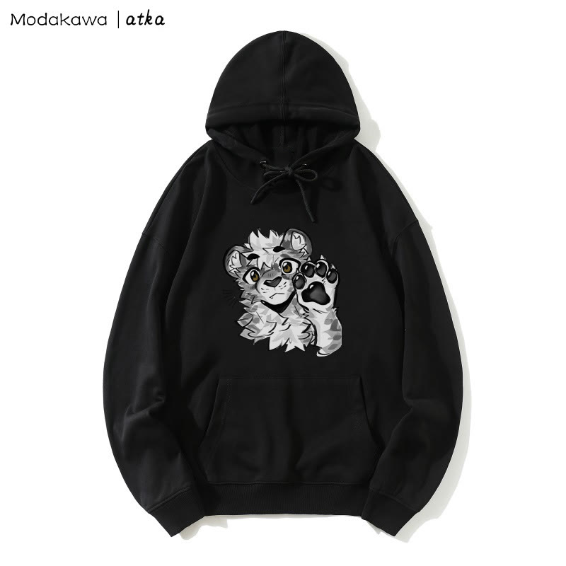 Kapuzenpullover mit Tigerpfoten-Wellen-Grafik - Black - 5XL - image 1