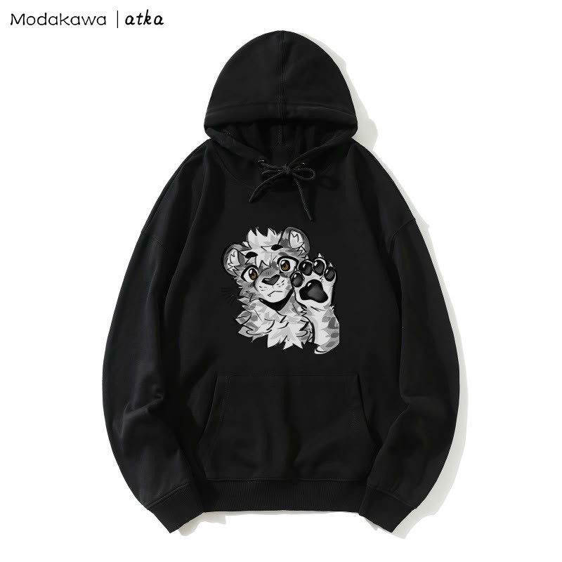 Kapuzenpullover mit Tigerpfoten-Wellen-Grafik - Black - 5XL - image 1