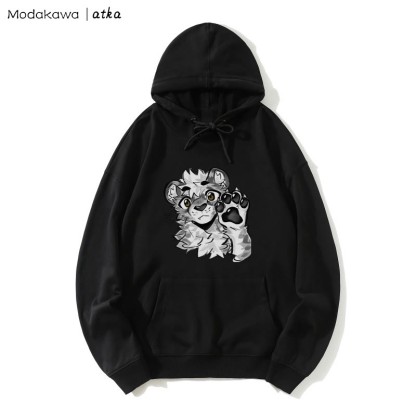Kapuzenpullover mit Tigerpfoten-Wellen-Grafik - Black - 5XL - image 1