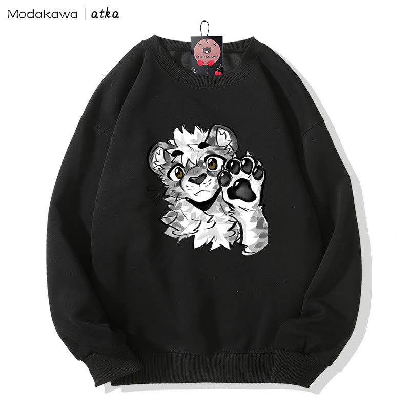 MODAKAWA X atka Tiger Paw Wave Graphic Rundhals-Sweatshirt - Black - 5XL - image 2