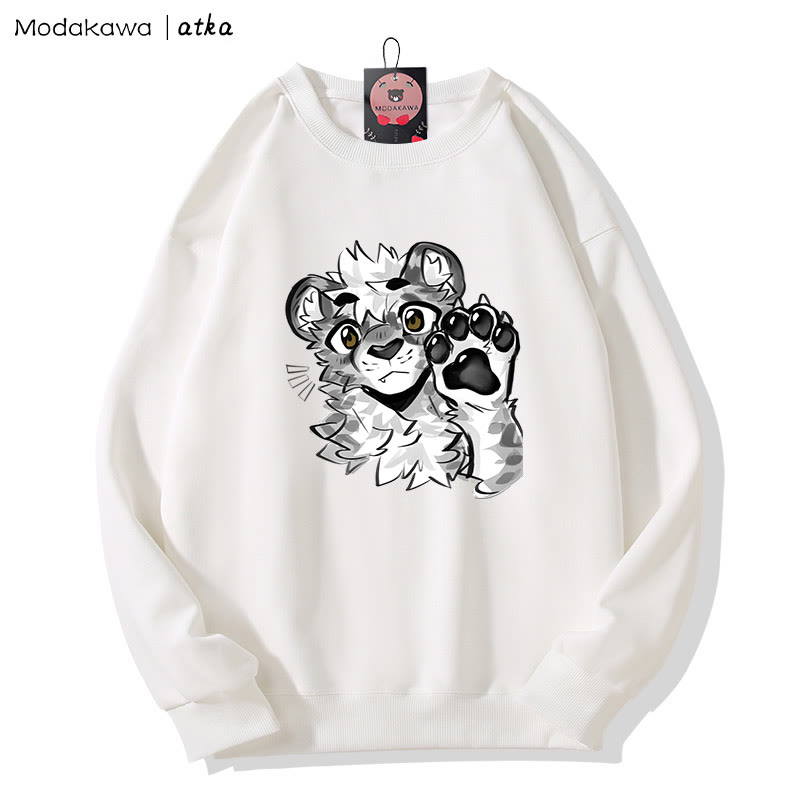 MODAKAWA X atka Tiger Paw Wave Graphic Rundhals-Sweatshirt - White - 5XL - image 1