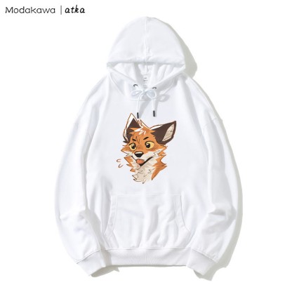 Frecher Kapuzenpullover mit herausgestreckter Zunge und Fuchs-Grafik - White - 5XL - image 1