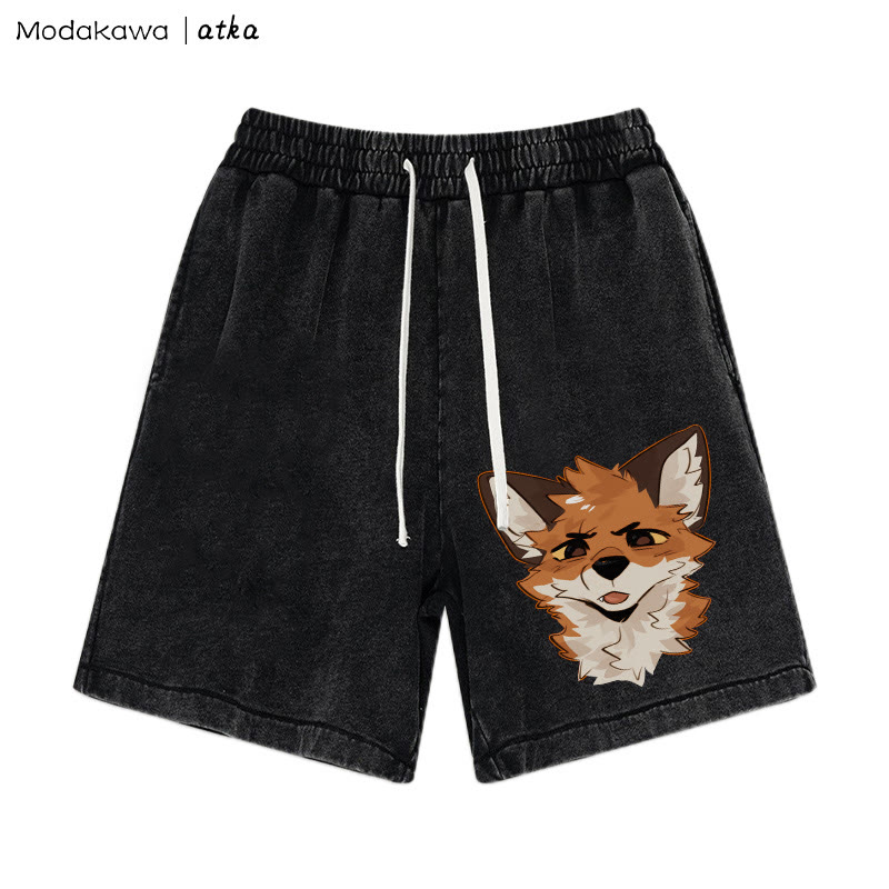 Squinty Fox – Gewaschene Vintage-Shorts mit Grafik - Schwarz - 3XL - image 2