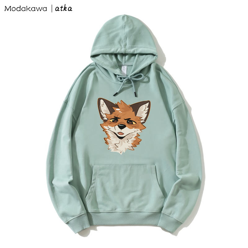 Kapuzenpullover mit Squinty Fox-Grafik - Green - 5XL - image 1
