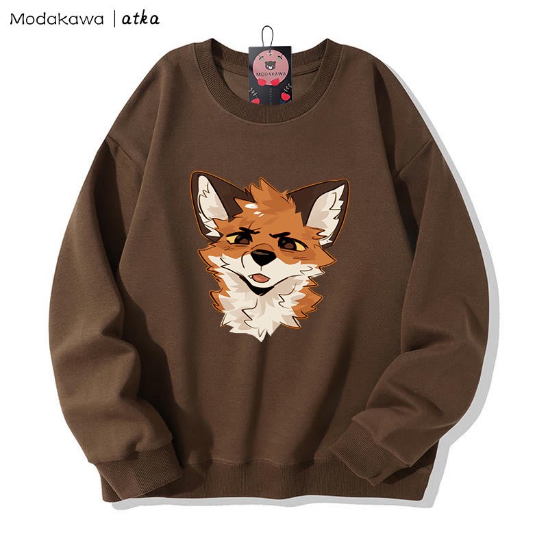 MODAKAWA X atka Squinty Fox Graphic Rundhals-Sweatshirt - Brown - 5XL - image 1