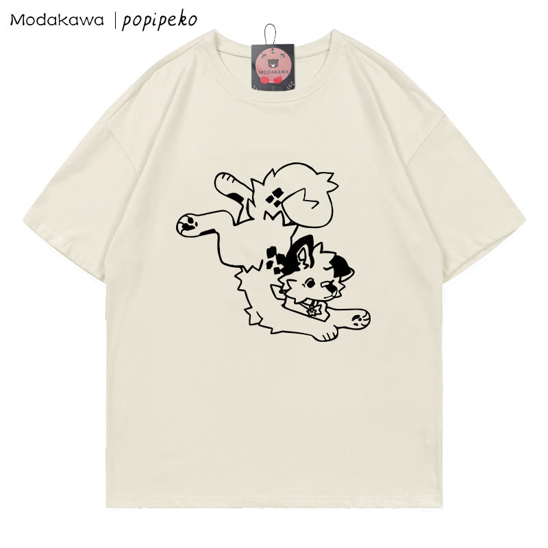 MODAKAWA X popipeko Welpenprint T-Shirt - Beige - 5XL - image 1
