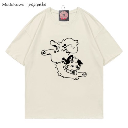 MODAKAWA X popipeko Welpenprint T-Shirt - Beige - 5XL - image 1