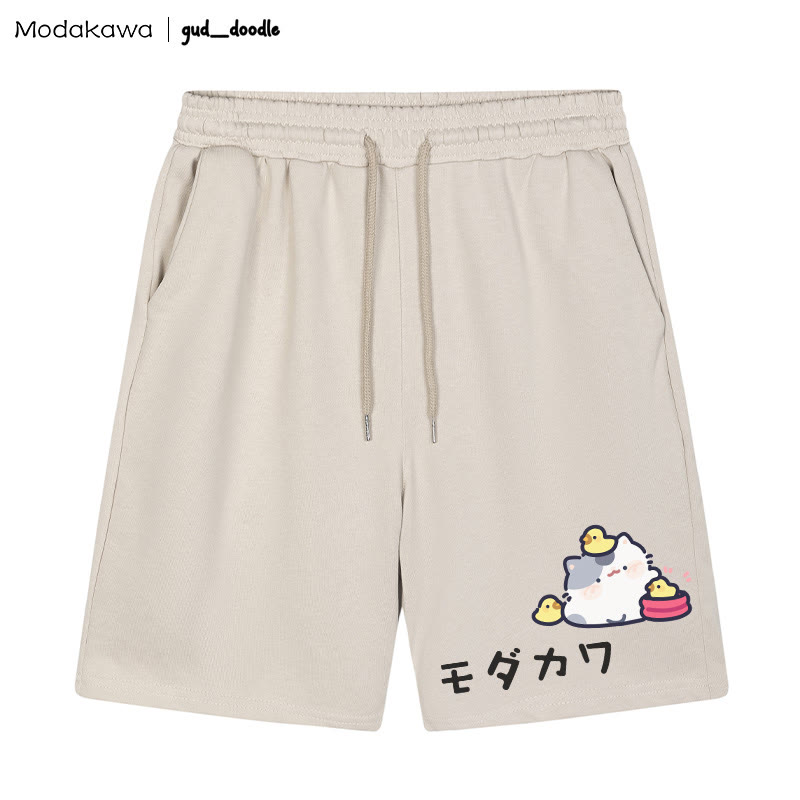 Shorts mit Kordelzug und Kitty Chick-Grafik - Aprikose - 5XL - image 1