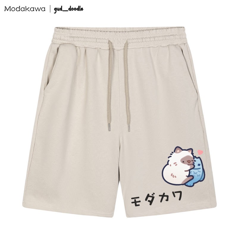 Shorts mit Kordelzug und Kitty Fish-Grafik - Aprikose - 5XL - image 2