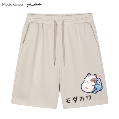 Shorts mit Kordelzug und Kitty Fish-Grafik - Aprikose - 5XL - image 2