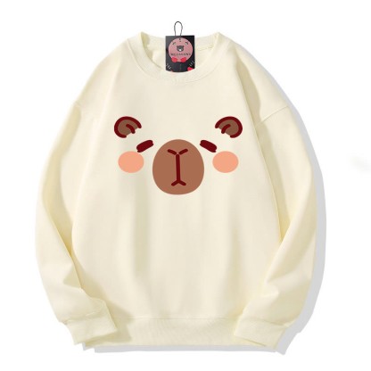 Sweatshirt mit Capybara-Print und Rundhalsausschnitt - Beige - 5XL - image 1