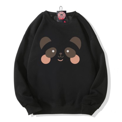 Sweatshirt mit Bärenmuster und Rundhalsausschnitt - Black - 5XL - image 2