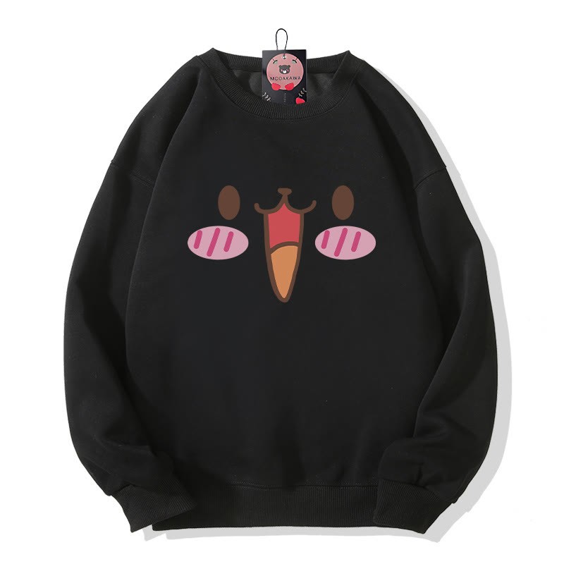 Sweatshirt mit Hasenprint und Rundhalsausschnitt - Black - 5XL - image 2