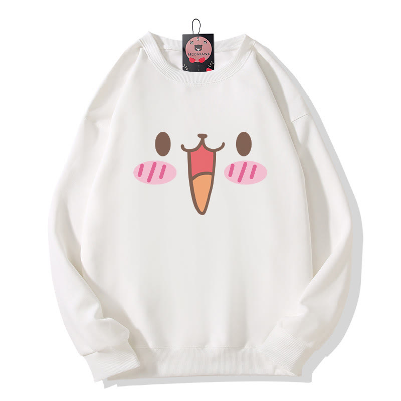 Sweatshirt mit Hasenprint und Rundhalsausschnitt - White - 5XL - image 1